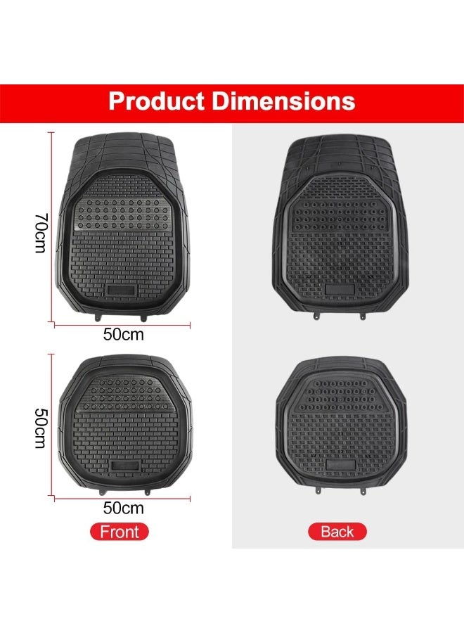 HERIOS Universal Heavy Duty Rubber Car Floor Mats, Black, All Weather Protection, Trim-to-Fit Design, 4 Piece Set for Cars, SUVs, and Trucks, car mat, car floor mat, car accessories - Image 5